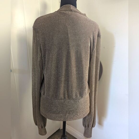 Kristinit Metallic Sheer Blouse Whimsigoth Office Siren Feminine Romantic L - Picture 6 of 10